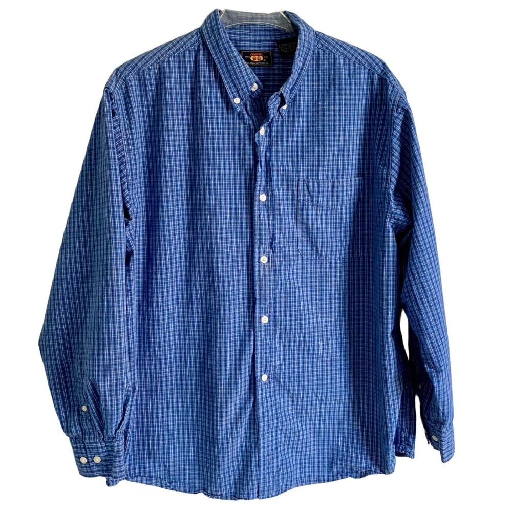 Route 66 Long Sleeve Blue White Cotton Button Down Shirt Men's Large
